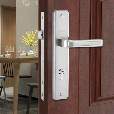 Khóa tay gạt cửa chính tĩnh điện tay nhôm ốp sắt 9899 SN