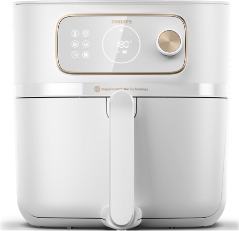 Nồi chiên không dầu Philips màu trắng, tặng bộ khay hấp xào | HD9876/25