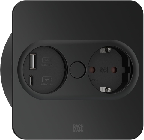 Ổ cắm âm bàn Bachmann Matt black | TWIST 2 square