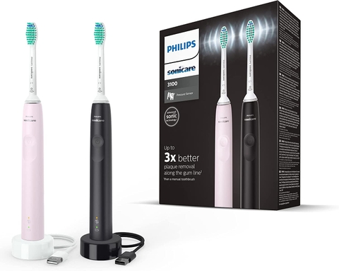 Set 2 bàn chải điện Philips Sonicare HX3675/15 | Series 3100
