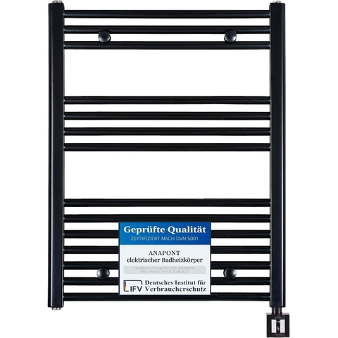 Sưởi khăn tắm Anapont , màu đen, Made in Germany | 775x600mm