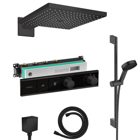 Bộ sen âm tường Hansgrohe màu đen RainSelect Raindance E300