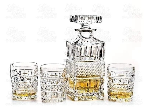 Bộ bình và cốc rượu Bohemia Whisky Brittany Crystal