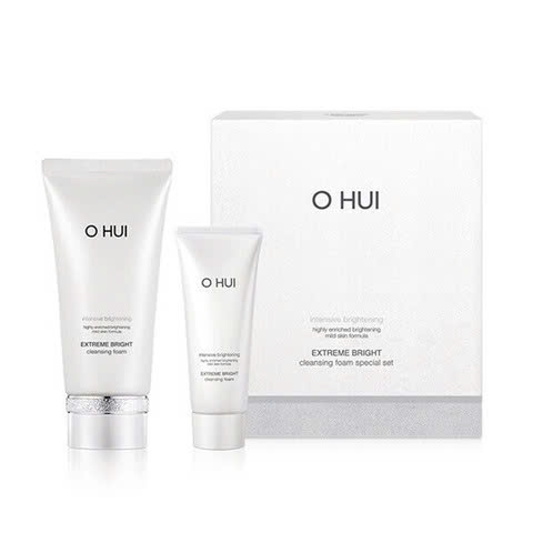 Set Sữa rửa mặt dưỡng trắng da OHUI Extreme Bright Cleansing Foam 160ml +100ml