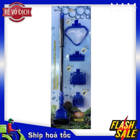 Bộ dụng cụ vệ sinh bể cá cảnh 5in1 cỡ lớn LOẠI 1, Bộ vệ sinh đa năng 5 món cho bể cá cảnh thủy sinh