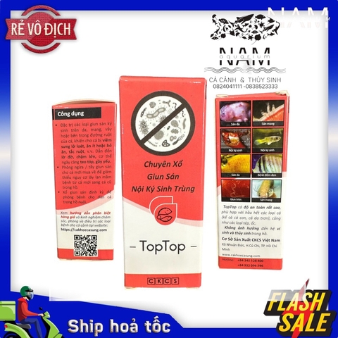 TOPTOP Xử Lý Giun, Sán, Đường Ruột Cho Cá