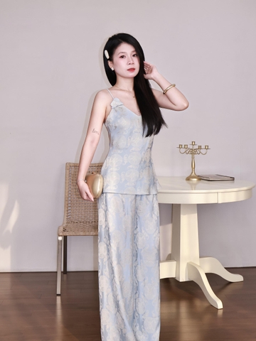 |SET-003| HẢI TƯỚC Set 2 Dây Cổ V Kèm Quần Ống Rộng
