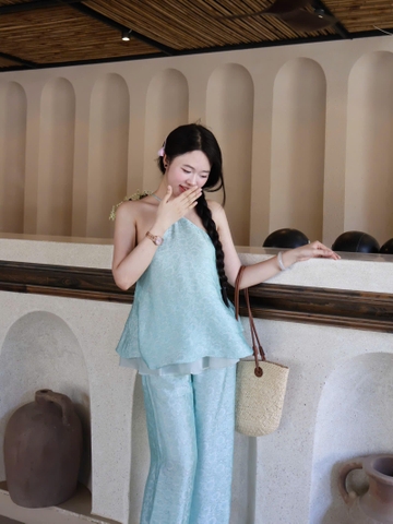 |SET-004| LIÊN HƯƠNG Set Yếm Cột Dây Kèm Quần Ống Rộng