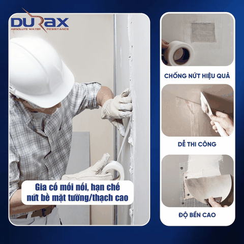 Lưới Thủy Tinh Phủ Chống Thấm DURAX – Khổ 5cm, 10cm Gia Cố Mái, Sàn, Khe Nứt Hiệu Quả Cao