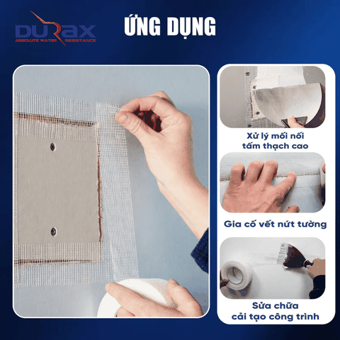 Lưới Thủy Tinh Phủ Chống Thấm DURAX – Khổ 5cm, 10cm Gia Cố Mái, Sàn, Khe Nứt Hiệu Quả Cao