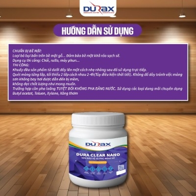 Sơn Bóng Gỗ DURA CLEAR NANO Không Mùi, Kháng Nước, Bảo Vệ Gỗ, Thân Thiện Môi Trường