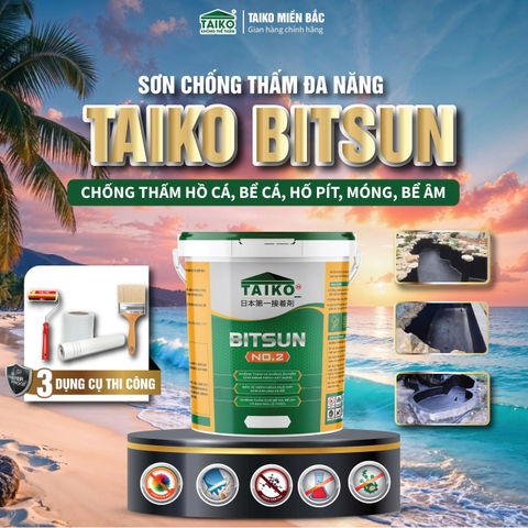 Sơn Chống Thấm Hồ Cá, Bể Cá Koi TAIKO BITSUN No.2 – Màu Đen, Pha Xi Măng Để Tăng Chịu Lực