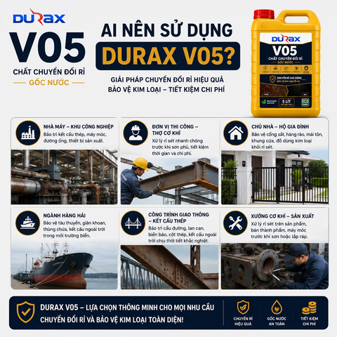 DURAX V05 – Chất Chuyển Đổi Rỉ Gốc Nước Cho Kim Loại