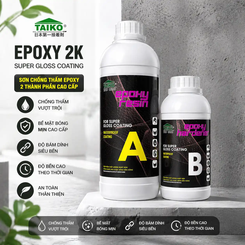 Sơn Chống Thấm TAIKO Epoxy 2 Thành Phần A/B – Chống Thấm Tuyệt Đối Cho Sàn, Bể Nước, Nhà Vệ Sinh
