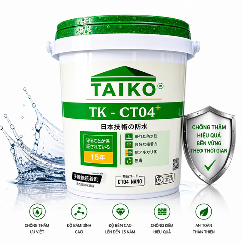 Sơn Chống Thấm Taiko CT04 Thi Công Trực Tiếp Trên Bề Mặt Ẩm, Kháng Muối, Kháng Kiềm