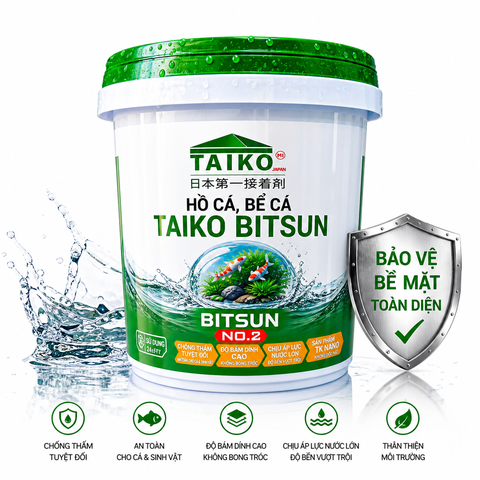 Sơn Chống Thấm Hồ Cá, Bể Cá Koi TAIKO BITSUN – Màu Đen, Pha Xi Măng Để Tăng Chịu Lực