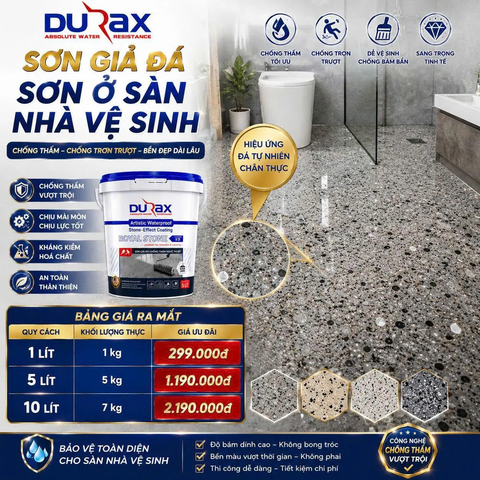 DURAX ROYAL STONE V9 – Epoxy Giả Đá Cát Màu Chống Thấm Nghệ Thuật