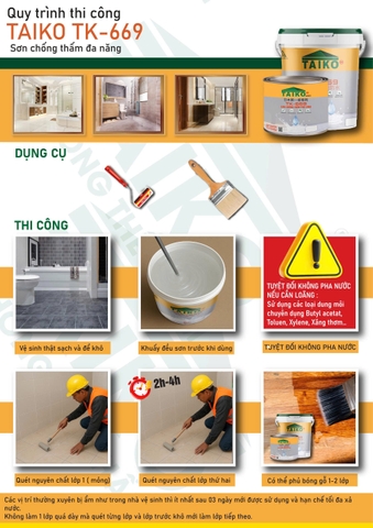 Sơn Chống Thấm Trong Suốt TAIKO 669 – Bảo Vệ Mái Ngói, Tường Gạch, Đá Trang Trí, Gỗ