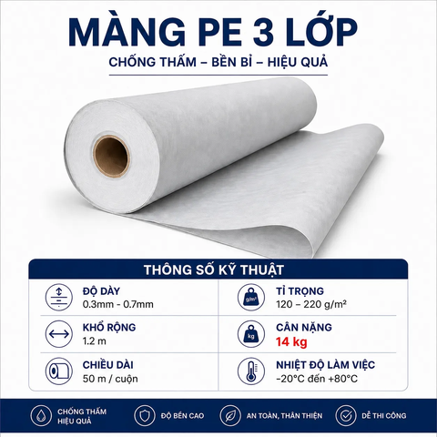 [220g/m2-0.8mm] Màng Chống Thấm PE 3 Lớp DURAX – Giải Pháp Ngăn Ẩm, Chống Thấm Hiệu Quả Cho Nền Bê Tông Và Hồ Cá