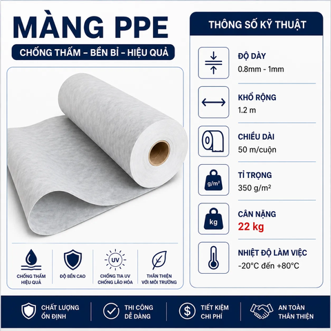[350g/m2-1mm] Màng Chống Thấm PPE DURAX – Vật Liệu Gia Cường Cao Cấp, Chống Thấm Tuyệt Đối Cho Mọi Công Trình