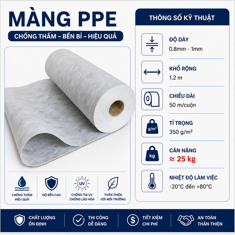 [350g/m2-1mm] Màng Chống Thấm PPE DURAX – Vật Liệu Gia Cường Cao Cấp, Chống Thấm Tuyệt Đối Cho Mọi Công Trình