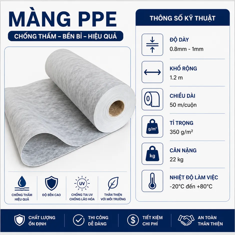[350g/m2-1mm] Màng Chống Thấm PPE DURAX – Vật Liệu Gia Cường Cao Cấp, Chống Thấm Tuyệt Đối Cho Mọi Công Trình