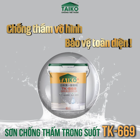 Sơn Chống Thấm Trong Suốt TAIKO 669 – Bảo Vệ Mái Ngói, Tường Gạch, Đá Trang Trí, Gỗ