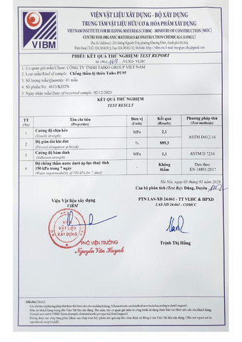 Sơn Chống Thấm TAIKO PU95 – Polyurethane Đàn Hồi Cao, Chống Nứt, Kháng UV, Bám Dính Tuyệt Vời