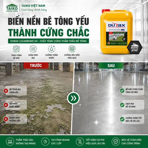 Chất Bê Tông Hóa Thẩm Thấu DURAX D4 – Giải Pháp Gia Cường & Chống Thấm Kháng Muối, Kháng Kiềm Bền Vững Cho Công Trình