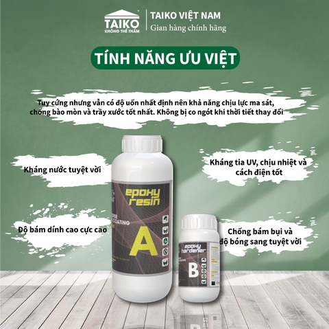 Sơn Chống Thấm TAIKO Epoxy 2 Thành Phần A/B – Chống Thấm Tuyệt Đối Cho Sàn, Bể Nước, Nhà Vệ Sinh