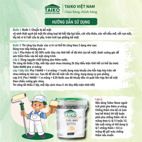 Sơn Chống Thấm Taiko Nitton – Chuyên Dụng Cho Sàn Mái, Tường Ngoài