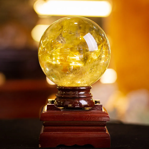 Quả Cầu Phong Thủy Vàng Thủy Tinh – Biểu Tượng Của Tài Lộc, Thịnh Vượng Và May Mắn_KBPT17