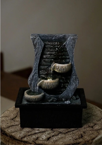 Thác Nước Phong Thủy Mini TNMKB17 – Thác Đá 3 Tầng Chảy, Thu Hút Tài Lộc & May Mắn