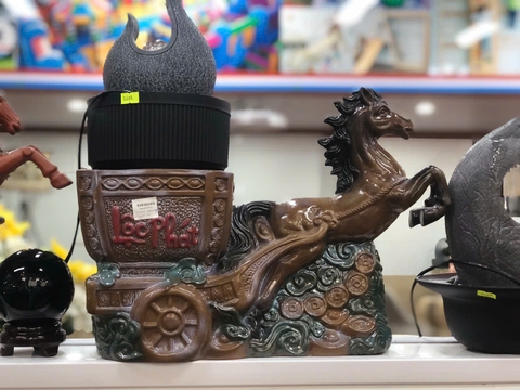 Tượng Ngựa Kéo Tài Lộc NKTLKB02 – Gốm Bát Tràng Cao Cấp Màu Nâu Đất