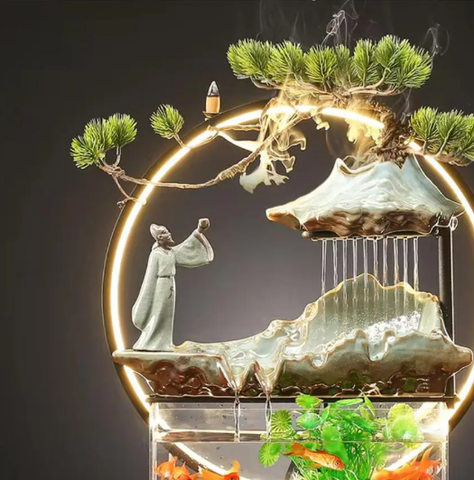 Tiểu Cảnh Thác Khói Trầm Hương May Mắn, Tài Lộc _KBPTTN032