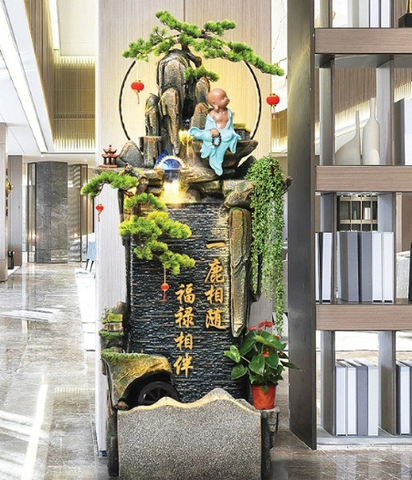 Thác Nước Phong Thủy Tiểu Cảnh Non Bộ Chú Tiểu Thiền_KBPTTN033