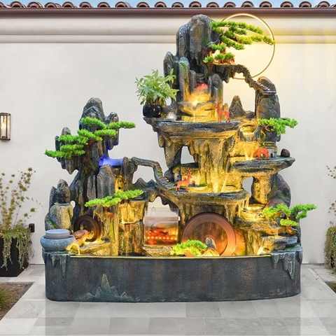 Hòn Non Bộ Thác Nước Kết Hợp Bể Cá Phong Thủy_KBPTTN045