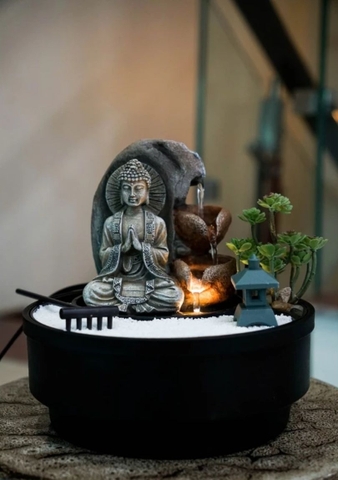 Thác Nước Phong Thủy Mini TNMKB07 – Tiểu Cảnh Thiền Định Trang Trí Bàn Làm Việc