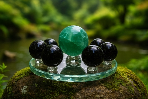 THẤT TINH TRẬN ĐỒ ĐÁ THẠCH ANH XANH LỤC – DỤNG THẦN MỘC, HỶ THẦN THỦY