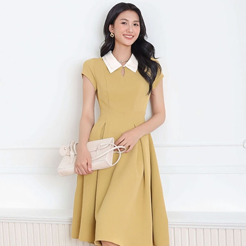 Đầm chữ A lá cổ đôi