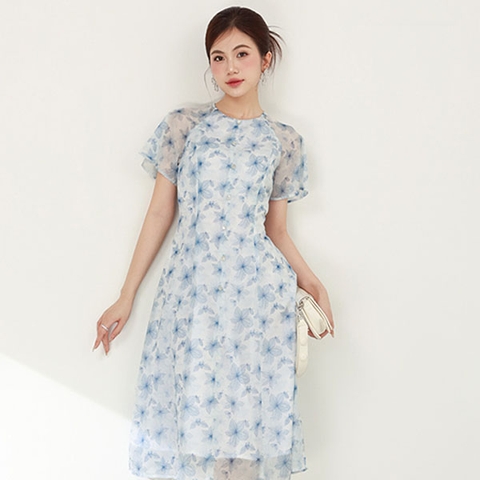 Đầm cổ tròn cánh tiên