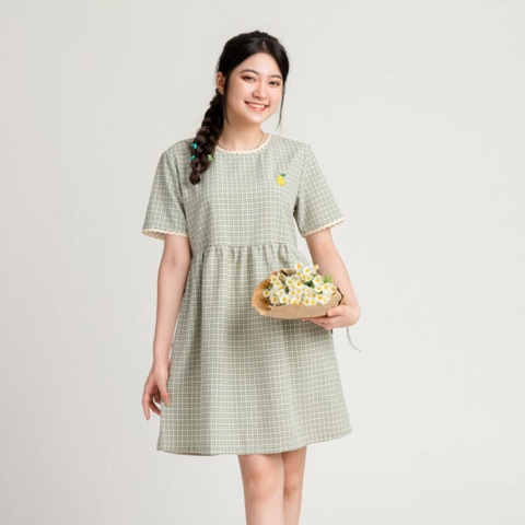 Váy Babydoll Viền Ren Caro