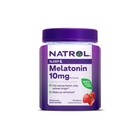 Kẹo ngủ Natrol Melatonin Sleep Gummies 10mg hỗ trợ dễ ngủ ngủ ngon sâu giấc hộp 90 viên