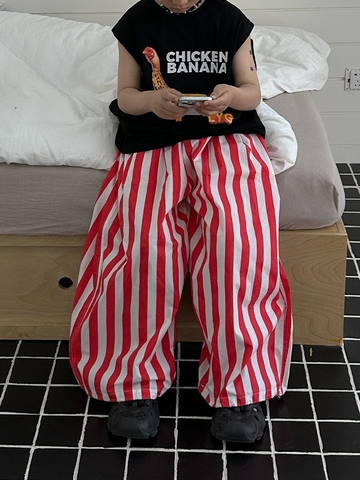 Quần Dài  Dù Sọc Đỏ Trắng LY