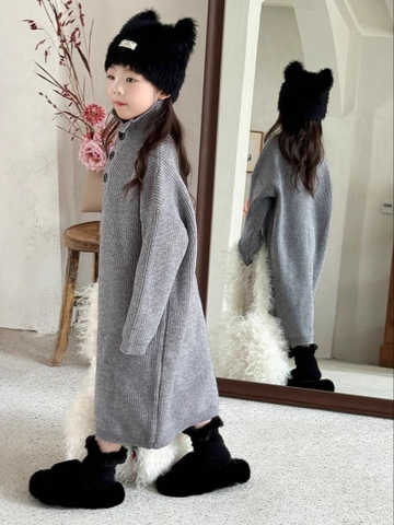 Váy Dài Len Xám Cổ Lọ YK