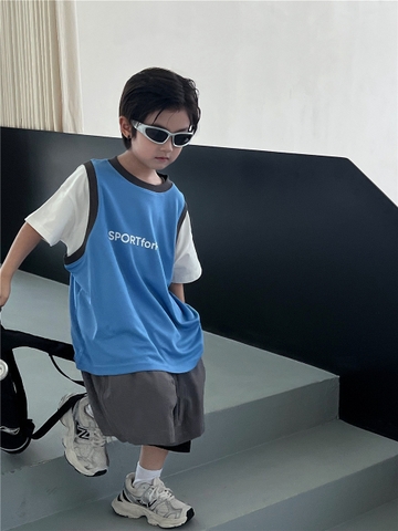 Set Ngắn Áo Sport Xanh Quần Xám SN