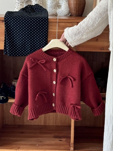 ÁO KHOÁC LEN ĐỎ NƠ