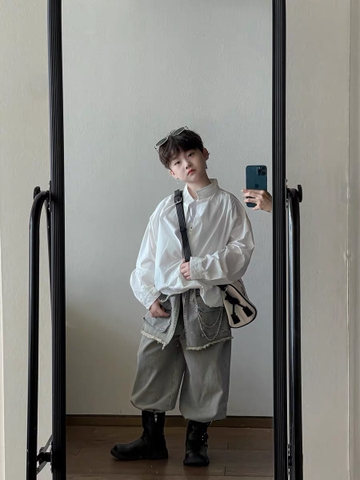 Set Sơ Mi Trắng+QD Xám TH Tuarua