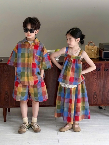 Váy Dài Ô Vuông Màu KM