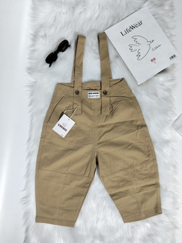 Quần Yếm Nâu Be Trơn